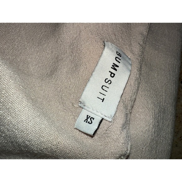 Bumpsuit Maternity Beige Linen WideLeg Pocket Sleeveless Romper Jumpsuit XS Boho - Picture 9 of 9